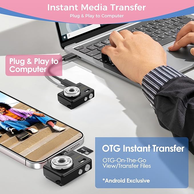 HOTU Mini Keychain Digital Camera, Y2K Pocket-Size Mini Camera, 2MP 1080P Small Camera with 32GB Card, Video Recorder with Long Battery Life for Travel, Party and Vlog (Black)