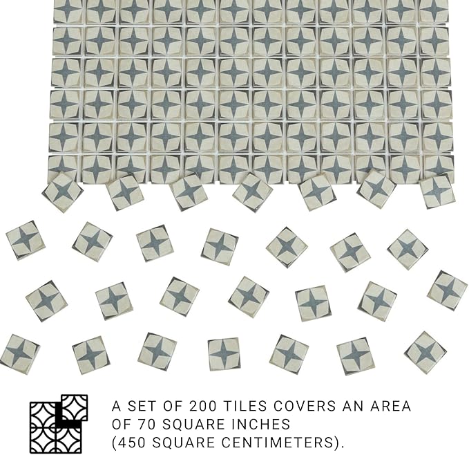 150 pcs, Dollhouse Flooring, 1:12 Scale Doll House Tiles, Miniature Checkerboard Floor, REDUCIO! (Vintage Star Tile)