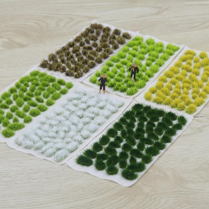 Woohome 78 PCS Model Grass Tufts 2 Size Static Grass Tuft Yellow Miniature Grass Tuft Railway Artificial Grass Terrain Kit for DIY Model Railway Fairy Garden Diorama Scenery