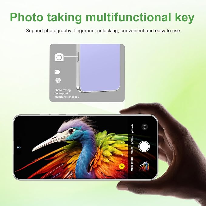 Huness I17PROMAX Smartphone Unlocked Cell Phone,6.99" HD Screen Unlocked Phone,16+512GB Android 15 Battery 7000mAh,Face ID/Dual SIM/5G/Fingerprint Button Unlock/Photos/GPS (Purple, 16+512G)