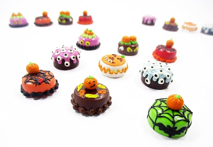 Dollhouse Miniature Food 9 Mini Halloween Mixed Cake 1.5 cm Bakery Supply 16672