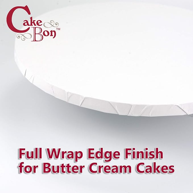 Cakebon Round Cake Boards - Sturdy 1/2 Thick Drums - 12 Inch Professional Fully Wrapped Edges White 6-Pack