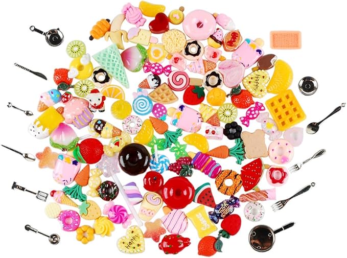 NWFashion 112PCS Miniature Decor Dessert Pastry Toy Food Cake Topper Scrapbooking Shoe Decoration Charms(Food)
