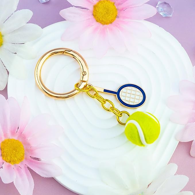 OWIGIU Tennis Keychain Tennis Gifts for Women Men Coaches Purse Charms for Handbags Bag Charm Ball Keyring