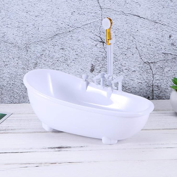 Doll Bathroom Set Electric Doll Bathtub House Furnisher Wood mini Bathtub Miniature White Miniature House Playsets