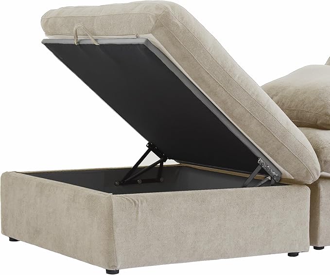 JACH 120" L Shape Cloud Sectional Couches for Living Room, Modern Convertible Modular Sofa, Couch Cushion Covers Removable, Sectional Sofas for Party Bedroom Apartment (Khaki)