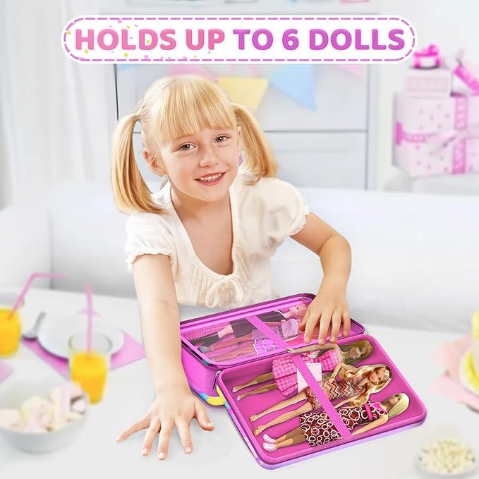 LININYHAO Carrying Case Compatible with Barbie Dolls 12-Inch,Case to Hold Dolls and Clothes, Much Pocket for Doll’s Clothes, Accessories, Fits 6 Dolls & Accessories,Bag Only (1-ice Cream)