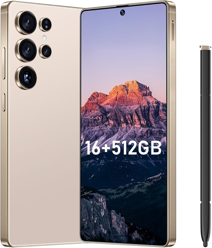 Bnjbmj I25 Ultra Flagship Killer Smartphone - Snapdragon 8 Gen 3, 16GB+512GB, Massive 6.99" FHD+ Display, 108MP+68MP Pro Cam, 7000mAh 2-Day Battery, Android 14, Includes Stylus Pen (Desert Titanium)
