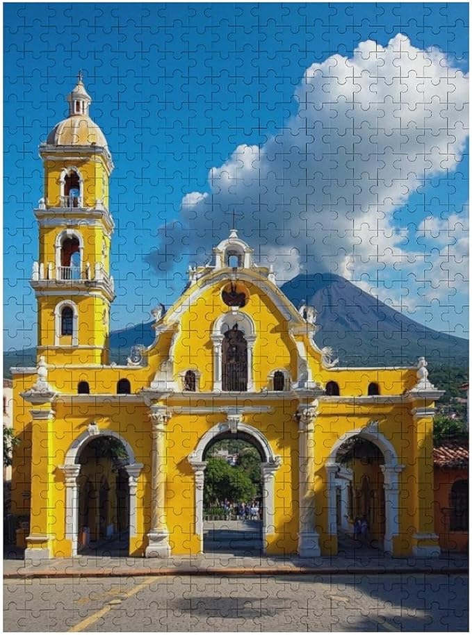 Jigsaw Puzzles for Adults 500 Piece - Famous Arch and Volcano View Antigua Guatemala Holiday Wooden Puzzle,Unique Gifts for Wall Art，Family Puzzles，Challenge Puzzles Puzzle Games