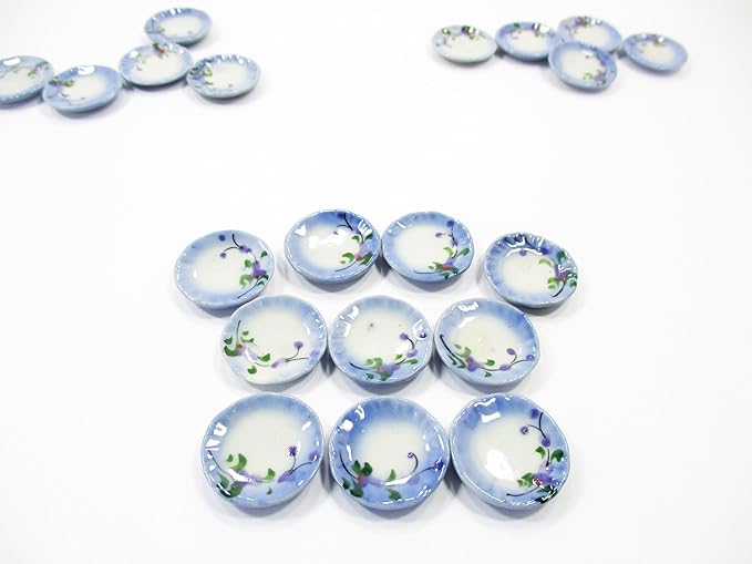 10x20mm Orchid Flower Paint Plate Dish Dollhouse Miniature Ceramic 12818