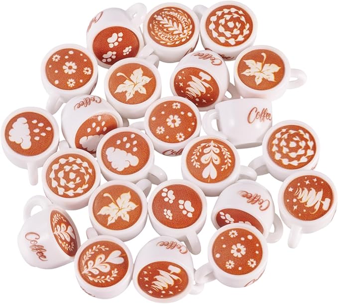 Cheriswelry 24Pcs Mini Coffee Cups Resin Coffee Miniature Ornaments Drink Tableware Dollhouse Accessories 14x23mm for Kitchen Play Party Garden Tableware Decorations