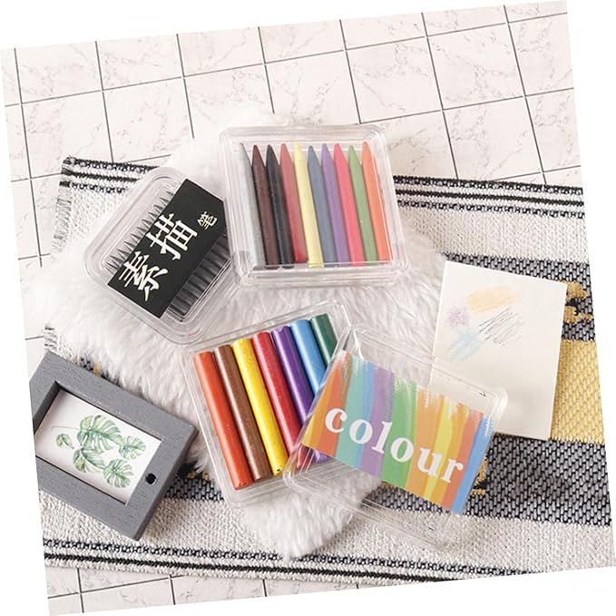 SOPOTUTU Miniature Crayons for Dollhouse Decoration of Colorful Sketch Pencils for Boys and Girls Landscape Layouts and Mini House Crafts and Art Tools