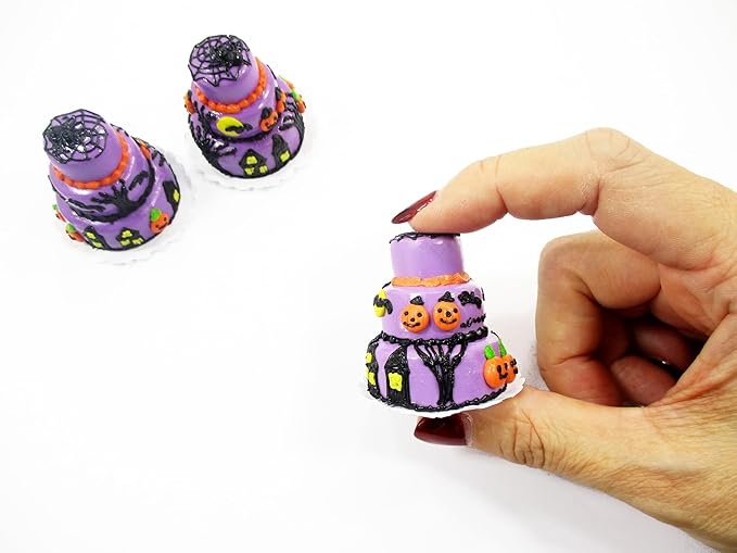 New Dollhouse Miniature Food 3 Layer Halloween Cake Seasonal Sweet Cake 15993
