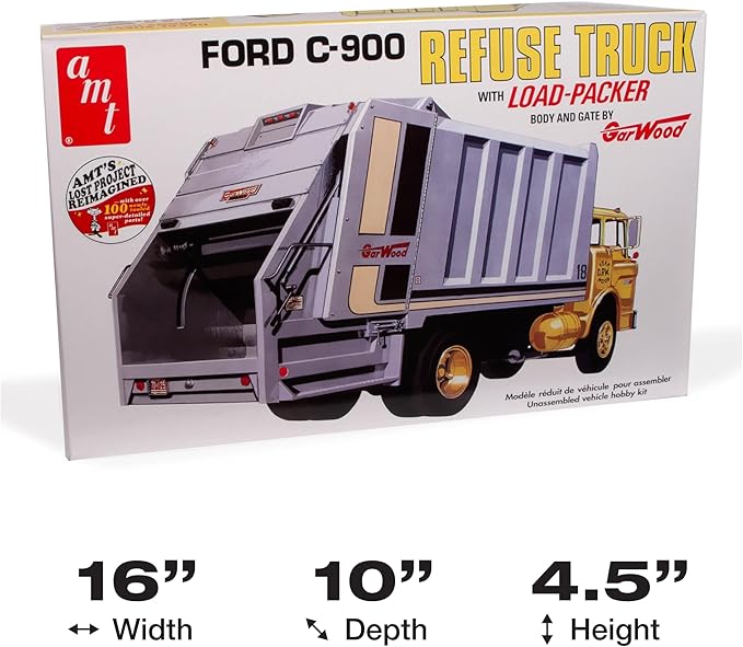 AMT Ford C-600 Gar Wood Load Packer Garbage Truck 1:25 Scale Model Kit