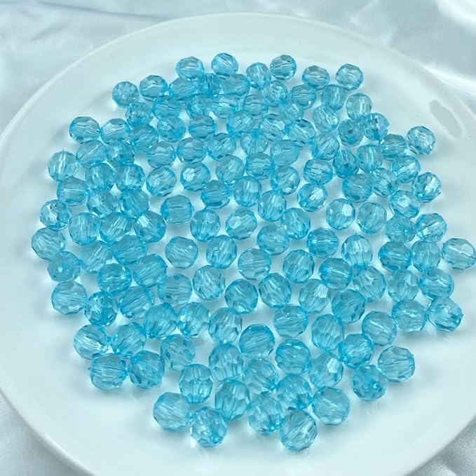 Jmassyang 100 Pieces 12mm Acrylic Round Faceted Beads Plastic Loose Spacer Beads Colorful with Hole for Jewelry Making DIY Bracelet Necklace Earring Keychain(Aquamarine)
