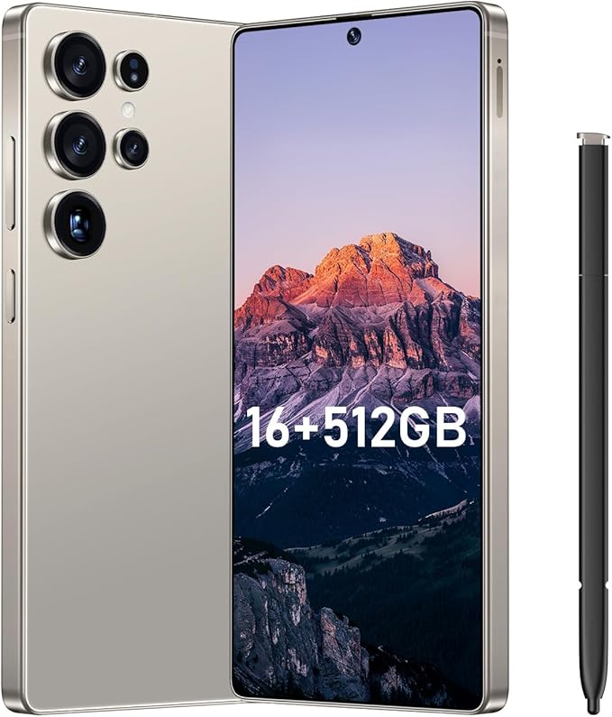 Bnjbmj I25 Ultra Flagship Killer Smartphone - Snapdragon 8 Gen 3, 16GB+512GB, Massive 6.99" FHD+ Display, 108MP+68MP Pro Cam, 7000mAh 2-Day Battery, Android 14, Includes Stylus Pen (Titanium Gray)
