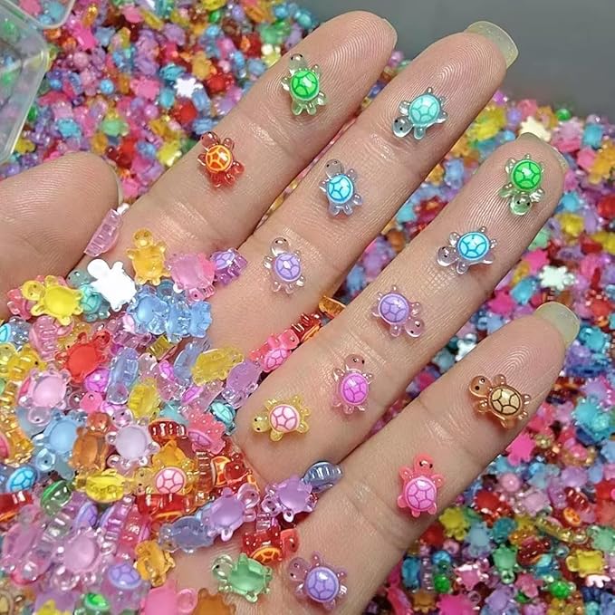100 Pcs Colorful Mini Resin Animals Turtles Night Glow, Mini Animals Figures, Miniature Things Figurines to Hide, Tiny Turtles for DIY Fairy Garden Decoration Dollhouse Micro Landscaping, Decorations