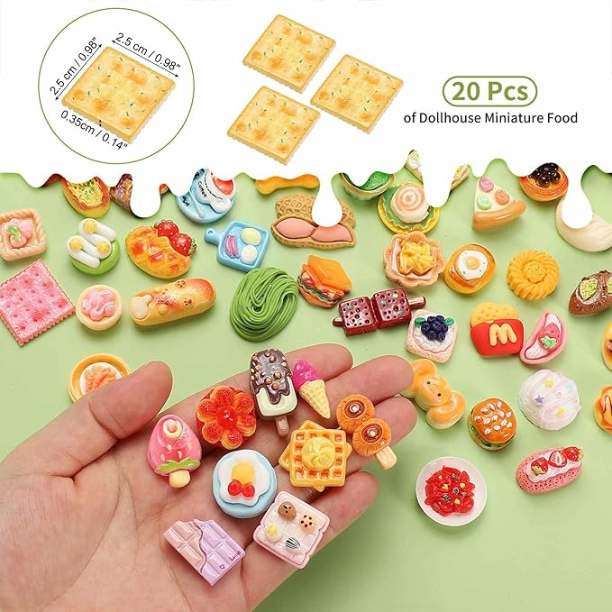 Dollhouse Miniature Food, Cute Onion Cookies Figures Toys Mini Resin Foods Trinkets for Pretend Play Kitchen Cooking Game & Doll House Decor (Yellow, 20pcs)
