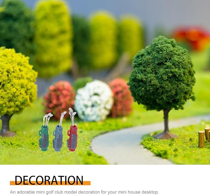Kisangel 3 Sets Miniature Golf Club Set for Dollhouse, Plastic and Aluminum Alloy Mini Golf Clubs, Assorted Colors, 2.44 Inch, DIY Adornment and Photo Props for Mini House Decor