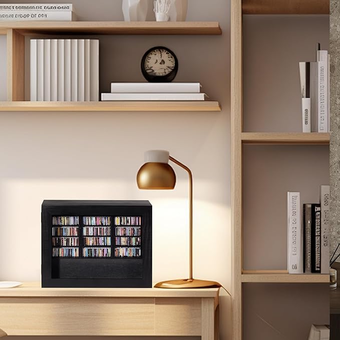 Anxiety Relief Swing Bookshelf – Includes 300 Mini Books, Mindfulness Stress-Free Wooden Anxiety Bookshelf, Suitable for Home and Office Decor, Mini Library & Unique Gift.（Black）