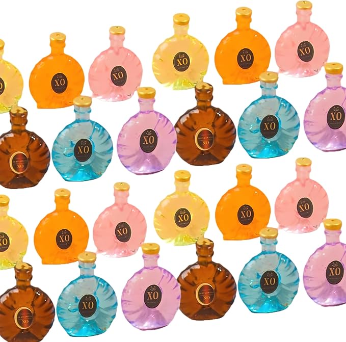 20-Pieces Miniature Toy Food & XO Wine Bottles Set – 6 Color Options, Dollhouse Drink Accessories for Mini Bar, Tabletop Décor, and DIY Craft Projects (Random Selection)