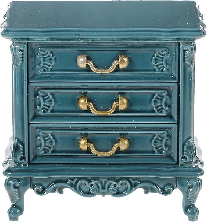 LOGOFUN Dollhouse Bedside Cabinet Miniature Drawer Cabinet Mini Bedside Table for Doll House Bedroom Furniture Accessories 1.5x1.5x0.9inch