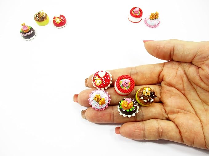 Dollhouse Miniature Food 1.5 cm 5 Mixed Tiny Bear Color Cake Dolls Bakery 15735