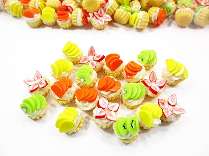 Dolls House Miniature Food Lot 10 Mixed Fruit Cupcakes Bakery Cupcake 4297