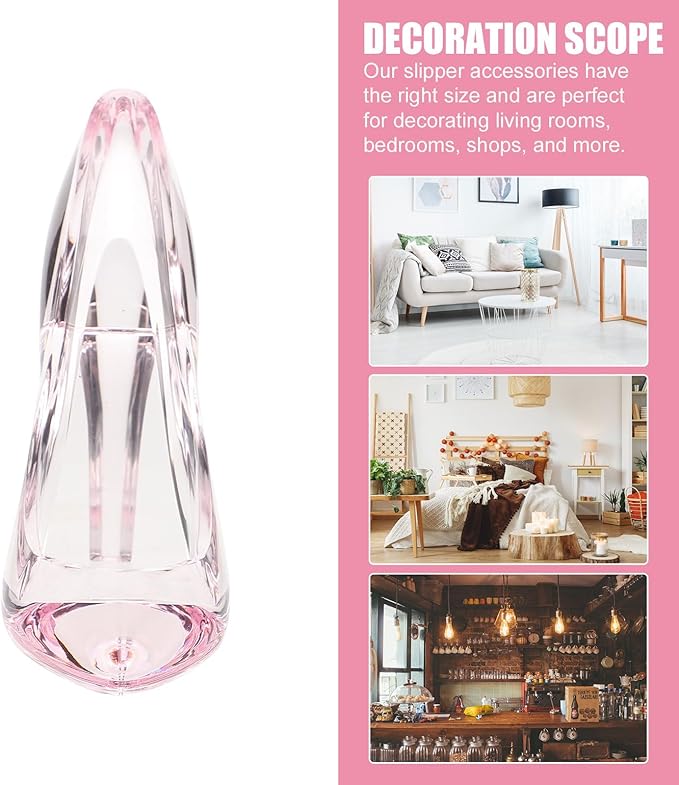 ARTIBETTER 2pcs Mini Pink Crystal Shoe Decor, Glass Shoe Decoration, Acrylic High Heel Shoe Decor, High Heel Shoes Decoration, Mini High Heels for Dolls, High Heel Centerpiece for Table