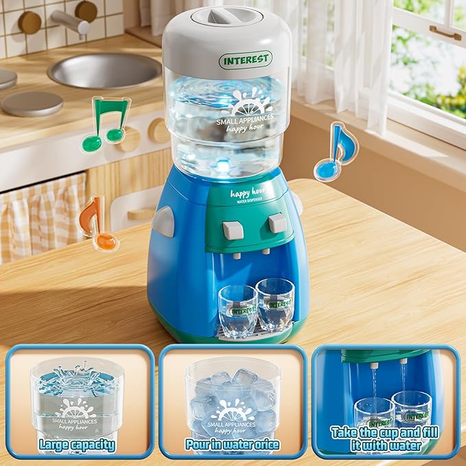 3-in-1 Play Kitchen Appliances Set for Kids, Pretend Play Toys with Blender, Mixers, Water Dispenser, Realistic Sounds & Light, Birthday Gifts for 3-8 Year Old Girl