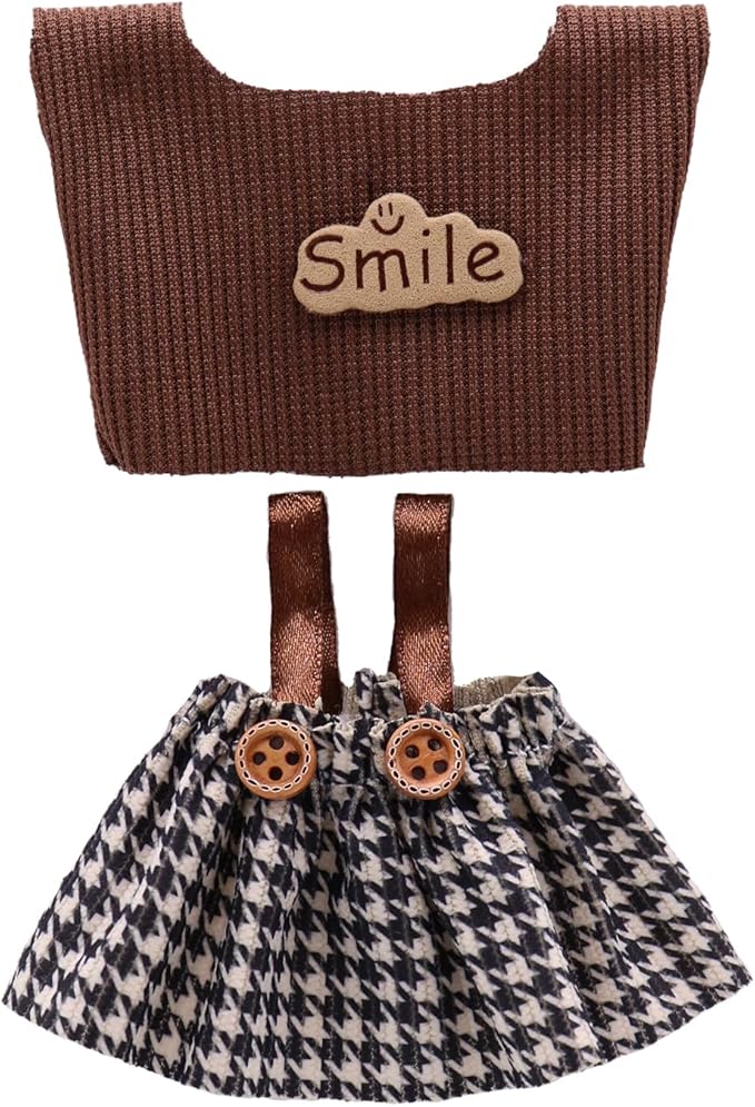 Clothes for Labubu, Doll Outfit Accessories Designed for 15 & 17cm Labubu (Plaid Smile)