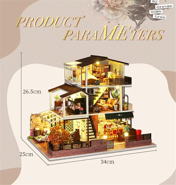 Flever Dollhouse Miniature DIY House Kit Creative Room with Furniture for Romantic Valentine's Gift (It is Romantic)