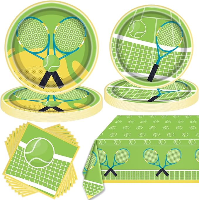 Tennis Tableware Set, Tennis Ball Disposable Dinnerware, Sports Themed Party Supplies
