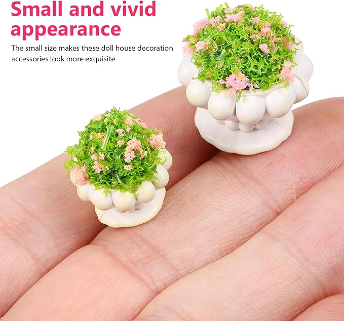 STOBOK 13Pcs Miniature Dollhouse Plant Flowers: Miniature Bonsai Plants Mini Artificial Potted Flower Fake Tiny Greenery Ornament Crafts for Doll House Furniture Home Decor, Random Color