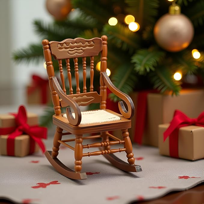 Brown 1/12 Miniature Rocking Chair Dollhouse Furniture Accessories Doll House Accessory