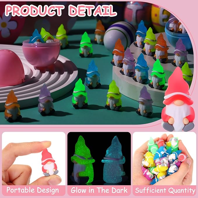 50 Pcs Luminous Mini Gnomes Figures Miniature Glow in The Dark Mini Gnomes Tiny Figurines to Hide Fairy for Garden Yard Home Patio Lawn DIY Craft Decoration Gifts Fairy Goodie Bag