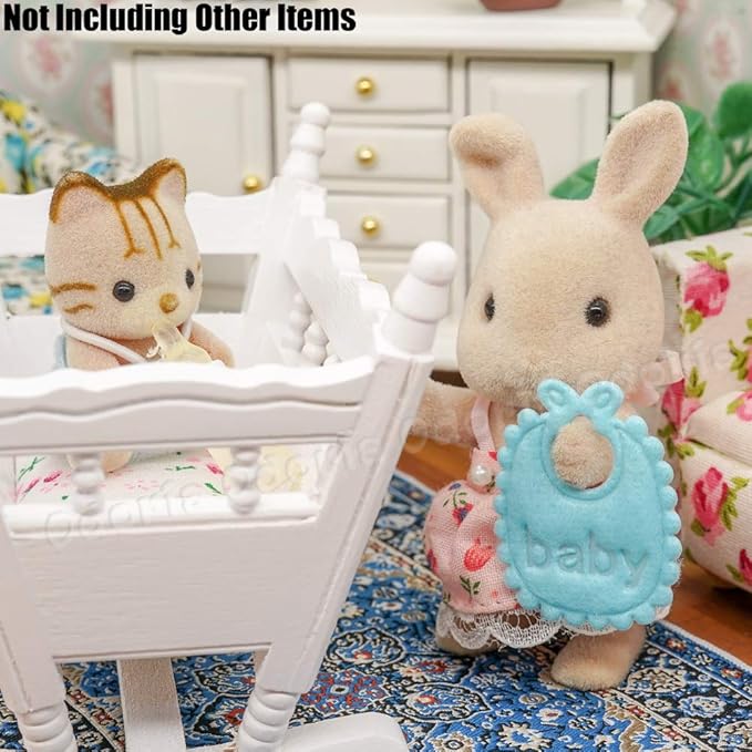 Odoria Dollhouse Nursery Set Miniature: 1/12 Scale Lovely Cute Bedroom Decoration - Mini Figures Fake DIY Craft Props Diorama Accessories Blue