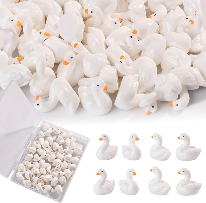 50 Mini Resin Animal Swan Figurines,Mini Christmas Figurines,Suitable for Fairy Gardens,Xmas Decor,Santa’s Village,Miniature Landscapes,Dollhouse Accessories,Party Gifts