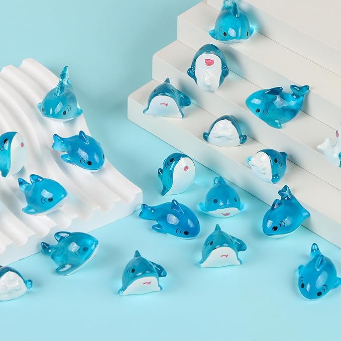 21 Pieces Mini Shark Sea Animals Tiny Resin Animals for Dollhouse Fairy Garden Landscape Aquarium Party Decoration
