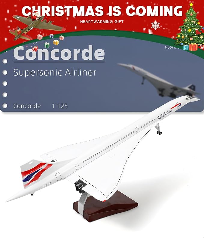 1:125 Concorde Airplane Pre-Build Diecast Aircraft Model Kit - Simulation Display for Collection or Gift (British Airways)