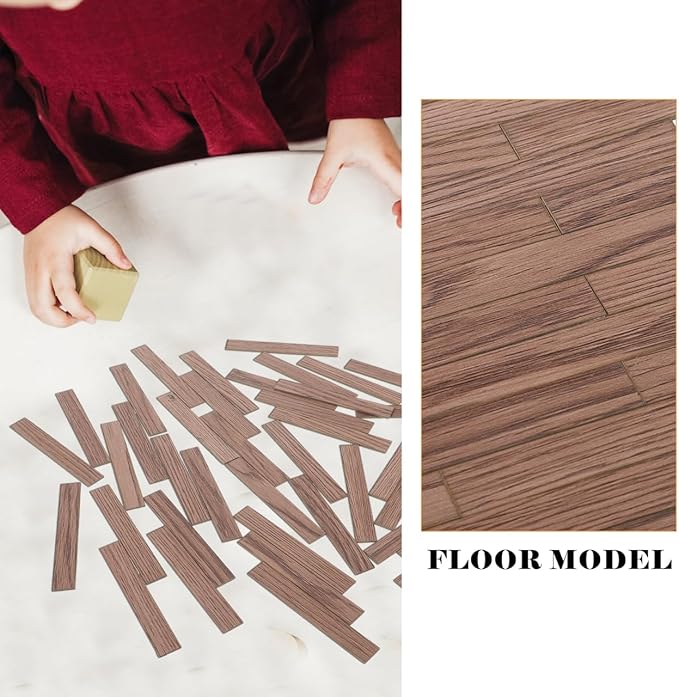 Totority Miniature Dollhouse Flooring 40 Pieces Faux Wood Grain Floorboards 3.93X0.59 Inch Mini House Accessories for 1 12 Scale Model Room Decoration and Kids Bedroom Accessories