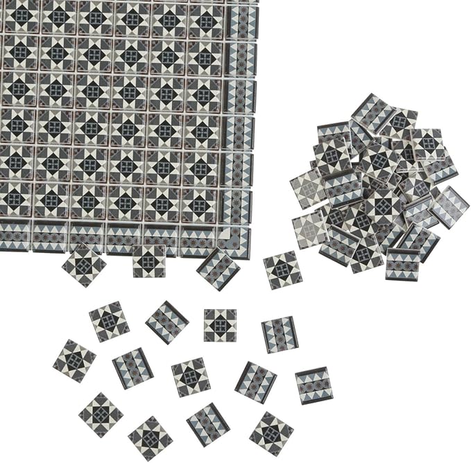 150 pcs, Dollhouse Flooring, 1:12 Scale Doll House Tiles, Miniature Checkerboard Floor, REDUCIO! (Gothic Mosaic)