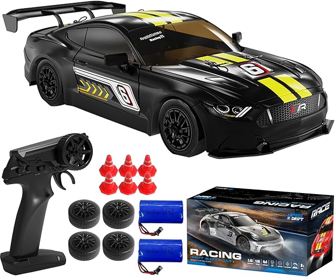 KF28 1/16 Scale Drift RC Car with Full Proportional RTR 2.4GHZ Remote Control and APP Control Speed Racing Cars (Black)
