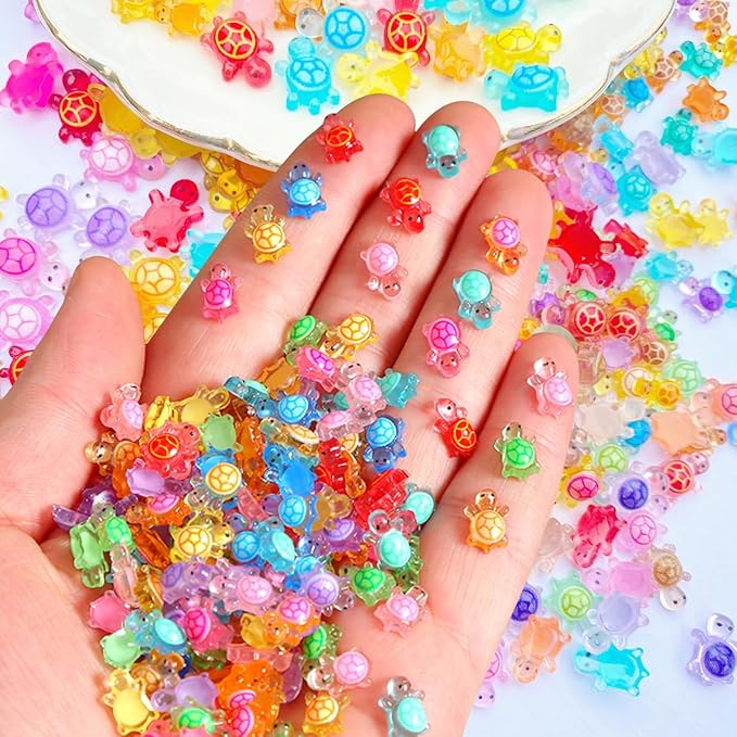 300 Pcs Mini Resin Turtles for Crafts 3 Sizes Luminous Tiny Turtle Small Cute Luminous Figures Miniature Sea Ocean Animal for Fairy Garden Micro Landscaping Decoration