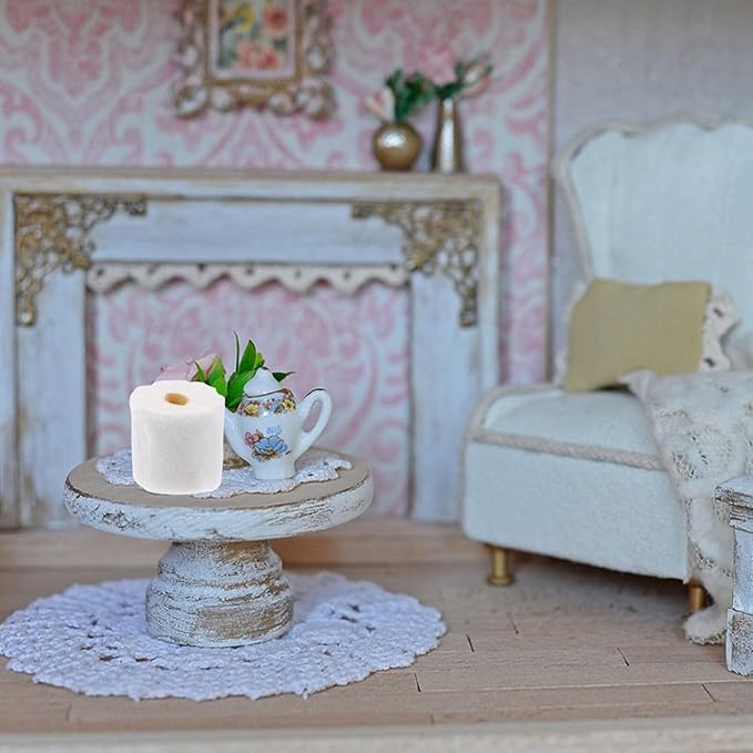 UPKOCH 10pcs Mini Dollhouse Toilet Tissue Rolls, 1:12 Detachable Simulation Paper Model, Cute Bathroom Doll House Napkins, Collectible Miniature Accessories for Kitchen, Home, Gift