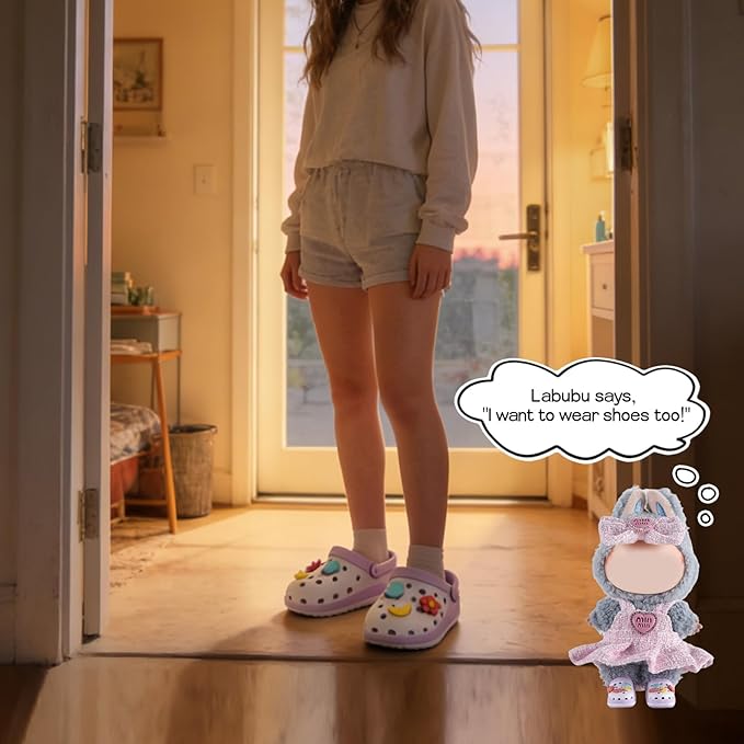 Ciunura Premium Doll Shoes for Lububu, Cute Doll Shoes for 4-7in Dolls, Ideal for Lububu Outfits(Purple Clog Shoes)