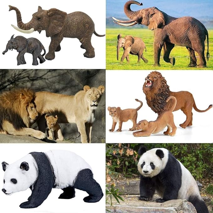 Kimicare 20PCS Safari Animals Figures Toys, Realistic Plastic Animals Figurines, African Zoo Wild Jungle Animals Playset with Elephant Giraffe Lion Tiger, Birthday Gifts Christmas Stocking Stuffers