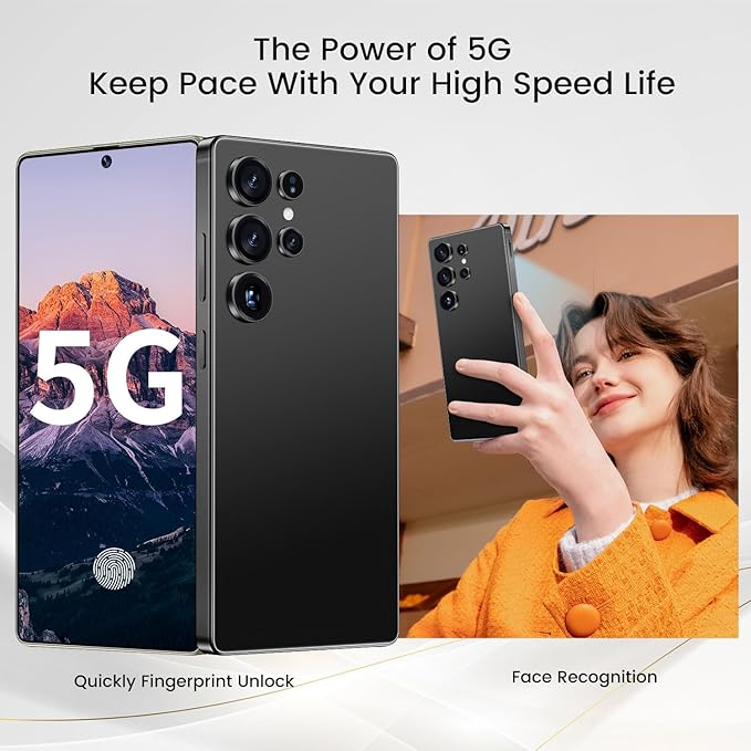 Bnjbmj I25 Ultra Flagship Killer Smartphone - Snapdragon 8 Gen 3, 16GB+512GB, Massive 6.99" FHD+ Display, 108MP+68MP Pro Cam, 7000mAh 2-Day Battery, Android 14, Includes Stylus Pen (Black)