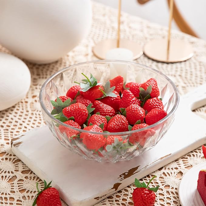36 Pieces Fake Strawberries Fake Fruit Artificial Strawberry Kitchen Décor Plastic Strawberry Party Decorations Realistic Fake Food Lifelike for Display Photography Props