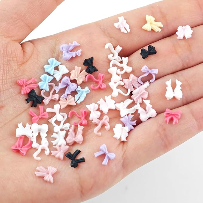 300 Pieces Tiny Bow Decor for Dollhouse Micro Resin Decor for DIY Crafts Mini Things for Fairy Garden Micro Landscaping Decoration
